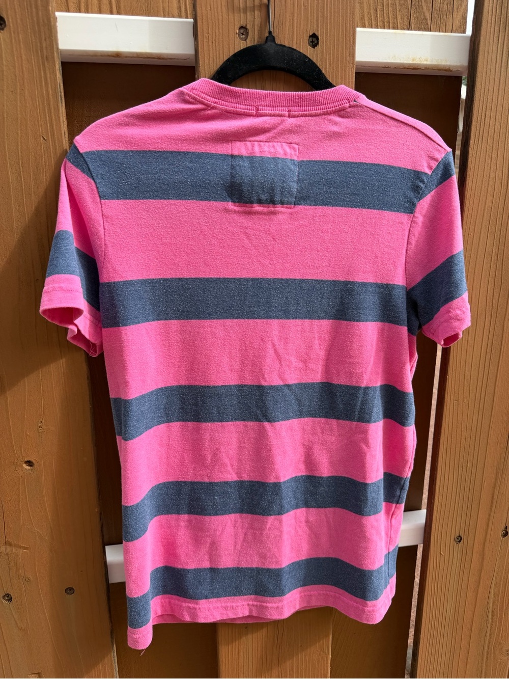 Abercrombie & Fitch Pink and Gray Horizontal Stripe Short-Sleeve Tee